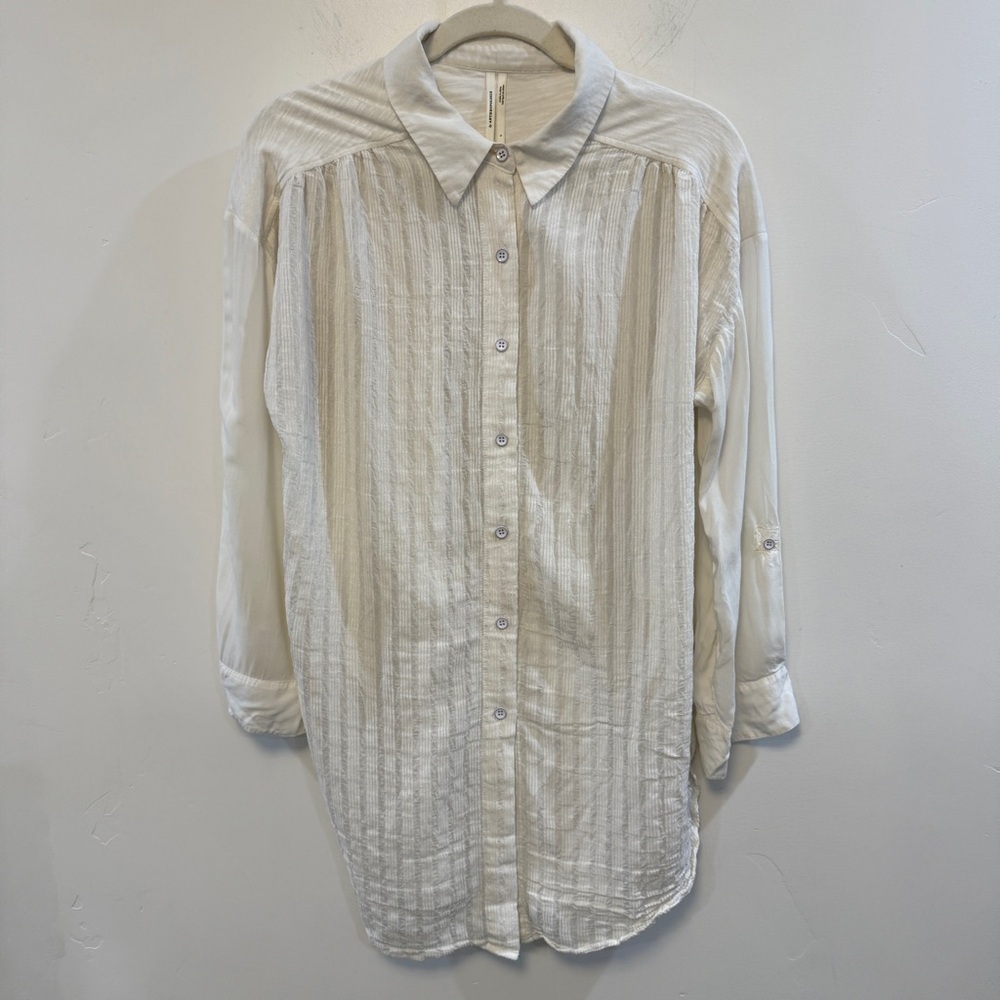 ANTHROPOLOGIE| Lagenlook Oversized Long Button down Beachy Gauze Top